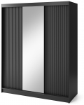 Riidekapp Prescco III, must v., 180 cm x 220 cm x 60 cm, peegliga