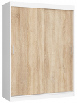 Riidekapp Akord, valge v./sonoma tamm v./hele pruun v., 60 cm x 150 cm x 200 cm