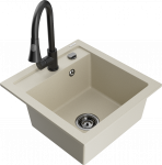 K&ouml;&ouml;givalamu koos kraaniga Mexen Vito, graniit, 52 cm x 49 cm x 21 cm, must/grafiit/pruunikas