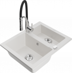 K&ouml;&ouml;givalamu koos kraaniga Mexen Carlos Aster, graniit, 58.2 cm x 47.5 cm x 17.7 cm, valge/h&otilde;be/must