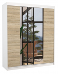 Riidekapp ADRK Balance 180, pruun v./valge v., 58 cm x 180 cm x 215 cm, peegliga