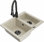 K&ouml;&ouml;givalamu koos kraaniga Mexen Carlos Beige+Black, graniit, 58 cm x 47 cm x 17.7 cm, beige+black