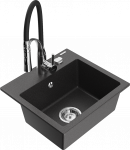 K&ouml;&ouml;givalamu koos kraaniga Mexen Milo Black granite+Black/Chrome, graniit, 43 cm x 41 cm x 17.1 cm, black granite+black/chrome