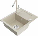 K&ouml;&ouml;givalamu koos kraaniga Mexen Enzo, graniit, 57.6 cm x 46.5 cm x 17.4 cm, kroomi/beež