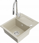 K&ouml;&ouml;givalamu koos kraaniga Mexen Enzo, graniit, 57.6 cm x 46.5 cm x 17.4 cm, kroomi/beež