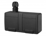 Pistikupesa 2-ne Elektro-Plast Aquant 5045-67, maandusega, IP65, antratsiit v.