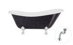 Vann, teisaldatav Besco Otylia Glam, 170 cm x 77 cm x 68.5 cm, ovaalne, valge/kroom