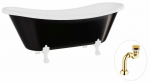 Vann, teisaldatav Besco Amelia B&W, 190 cm x 77 cm x 69 cm, ovaalne, kuldne/valge