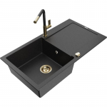 K&ouml;&ouml;givalamu koos kraaniga Mexen Leo, graniit, 90 cm x 50 cm x 19 cm, metallic black/silver+black/gold