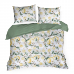 Voodipesukomplekt Spring PTE-195, valge v./kollane v./roheline v., 70 x 80 cm, 160 x 200 cm, 3 os.