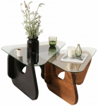 Kohvilaudade komplekt Kalune Design Freya, must v./keskmine p&auml;hkel v., 66 - 72 cm x 94 cm x 36 - 39 cm, 2 tk