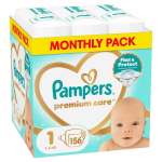 Kahjustatud pakendiga toode. M&auml;hkmed Pampers Premium Care, 1 suurus, 2 - 5 kg, 156 tk