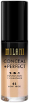 Vedel jumestuskreem Milani Conceal + Perfect, 03 light beige, 30 ml