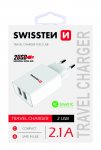 Telefoni laadija Swissten, USB/AC/DC, valge