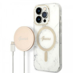 Telefonikorpuse ja laadija komplekt Guess GUBPP14LHMEACSH, Apple iPhone 14 Pro, valge v.
