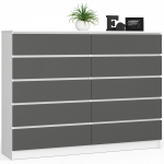 Kummut Akord K160, valge v./hall v., 121 cm x 160 cm x 40 cm