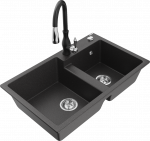 K&ouml;&ouml;givalamu koos kraaniga Mexen Tomas Savita, vaik/graniit, 80 cm x 50 cm x 19 cm, must/kroom