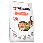 Kuiv kassitoit Ontario Sterilised, l&otilde;he, 2 kg