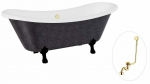Vann, teisaldatav Besco Amelia Glam, 190 cm x 77 cm x 69 cm, ovaalne, kuldne/must