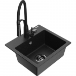 K&ouml;&ouml;givalamu koos kraaniga Mexen Milo, graniit, 43.5 cm x 41 cm x 17.1 cm, metallic black/silver+black