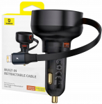 Auto laadija Baseus Enjoyment Pro, Lightning/USB Type A/Cigarette Lighter Socket, must v., 55 W