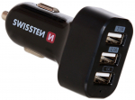 Auto laadija Swissten, 3 x USB, must v.