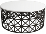 Kohvilaud Kalune Design Selin Metal Ferforje, valge v./must v., 90 cm x 90 cm x 38 cm