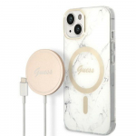 Telefonikorpuse ja laadija komplekt Guess GUBPP14MHMEACSH, Apple iPhone 14 Plus, valge