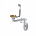 Sifoon valamu jaoks koos &auml;ravooluga Quadron, kuldne v./valge v.