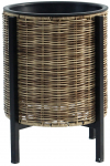 &Otilde;ue lillepott koos alusega Home4you Wicker, plastik/metall, hele pruun v.