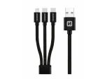 Universaalne laadija ja andmesidekaabel Swissten 3in1, Lightning/USB Type-C, must v.