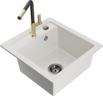 K&ouml;&ouml;givalamu koos kraaniga Mexen Vito, graniit, 49 cm x 52 cm x 21 cm, kuldne/valge/l&auml;ikiv must