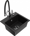 K&ouml;&ouml;givalamu koos kraaniga Mexen Milo Duo, graniit, 43.5 cm x 41 cm x 17.1 cm, must/kroom