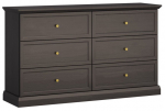 Kummut Gala Meble Lucca K6S, must v., 86 cm x 39.5 cm x 146 cm