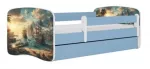 Lastevoodi Kocot Kids Ship, sinine v./valge v., 80 x 160 cm, ilma voodipesukastita, madratsiga