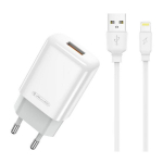 Reisilaadija Jellico EU01, Lightning/USB Type A, 100 cm, valge v., 12 W