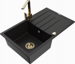 K&ouml;&ouml;givalamu koos kraaniga Mexen Bruno Black+Gold, graniit, 79 cm x 49 cm x 20 cm, kuldne/must