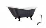 Vann, teisaldatav Besco Otylia Glam, 170 cm x 77 cm x 68.5 cm, ovaalne, valge/must