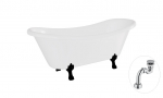 Vann, teisaldatav Besco Amelia, 190 cm x 77 cm x 69 cm, ovaalne, valge/must