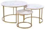 Kohvilaudade komplekt Gilda, kuld v./marmor v., 45 - 80 cm x 80 cm x 40 - 50 cm, 3 tk