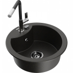 K&ouml;&ouml;givalamu koos kraaniga Mexen Diego, graniit, 48.8 cm x 48.8 cm x 16.7 cm, metallic black/gold+black/chrome