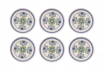 Taldrikute komplekt magustoidu Hermia Four Flower, 19.3 cm x 19.3 cm x 2 cm, sinine v./valge v./roheline v.