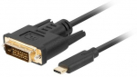 Kaabel Lanberg CA-CMDV-10CU-0030-BK DVI-D Male, USB Type-C Male, 3 m, must v.