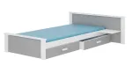 Lastevoodi ADRK Aldex Shelf, valge v./hall v., 80 x 180 cm, voodipesu kastiga, madratsiga