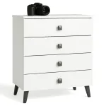 Kummut Akord Furniture Factory Mobi K-04, valge v./must v., 73 cm x 60 cm x 37 cm