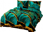 Voodipesukomplekt PEK-099, kuld v./must v./t&uuml;rkiissinine v., 70 x 80 cm, 160 x 200 cm