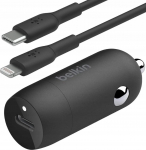 Auto laadija Belkin CCA004BT1MBK, USB Type C/Lightning, 5.4 cm, must v., 30 W