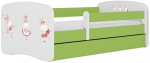 Lastevoodi Kocot Kids Babydreams Bunnies, valge v./roheline v., 80 x 160 cm, ilma voodipesukastita, madratsiga