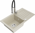 K&ouml;&ouml;givalamu koos kraaniga Mexen Pablo, graniit, 75.2 cm x 43.6 cm x 16.1 cm, beige+black/chrome