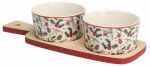 Serveerimiskomplekt Excellent Houseware, 26 cm x 10 cm x 5 cm, valge v., portselan /bambus